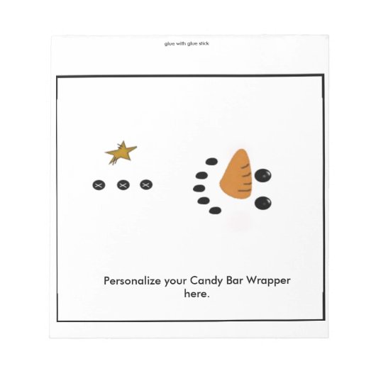 Snowman Snoep Bar Wrapper Party Favor Notitieblok (Voorkant)