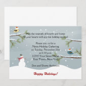 Snowman Snow Birds Holiday Party Uitnodigingen (Voorkant / Achterkant)