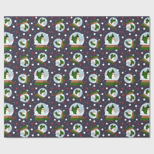 Snowman Snow Globes Cadeaupapier (Vlak)