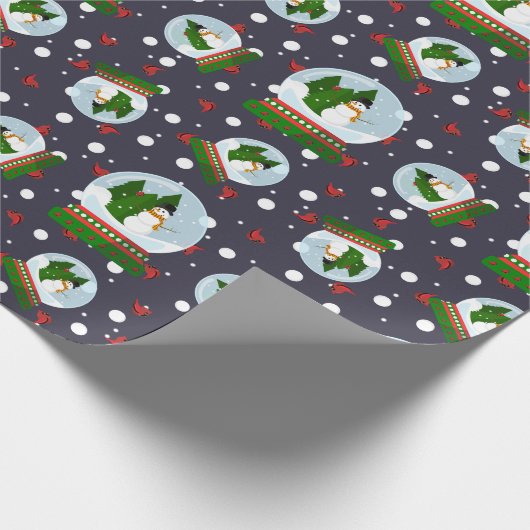 Snowman Snow Globes Cadeaupapier (Hoek)