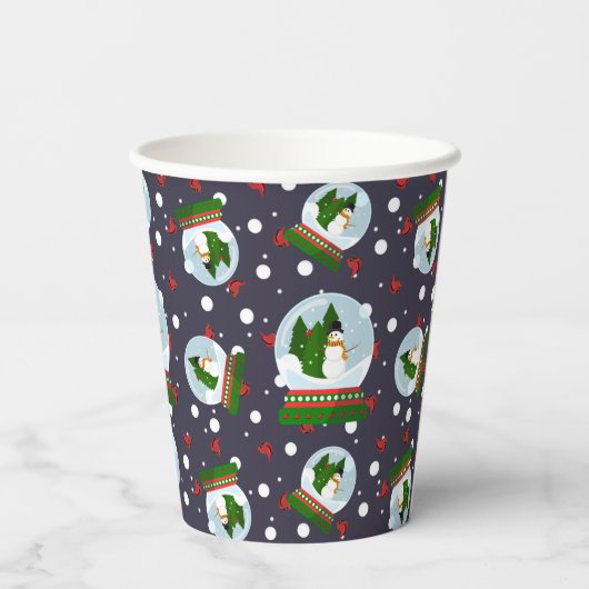 Snowman Snow Globes Papieren Bekers (Achterkant)