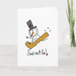 Snowman Snow Much Fun Feestdagen Kaart<br><div class="desc">Als je houdt van stokfiguren,  kerst,  sneeuwpoppen,  en sleedend,  dan hou je van dit schattige wintervakantieontwerp met een sneeuwpoppetje en tekst die luidt: "Sneeuwt veel plezier!".</div>