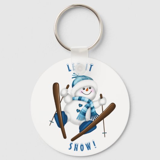 Snowman Snow Skier Snowflake Sleutelhanger (Voorkant)
