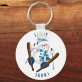 Snowman Snow Skier Snowflake Sleutelhanger (Voorkant)