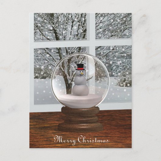 Snowman Snow Wereldbol Briefkaart (Voorkant)
