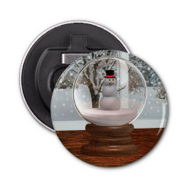 Snowman Snow Wereldbol Button Flesopener
