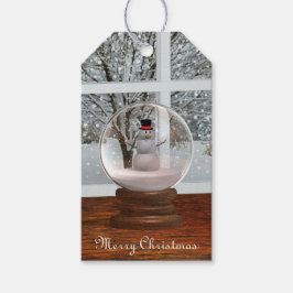 Snowman Snow Wereldbol Cadeaulabel