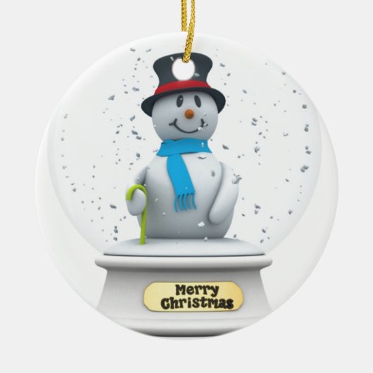 Snowman Snow Wereldbol Keramisch Ornament (Voorkant)