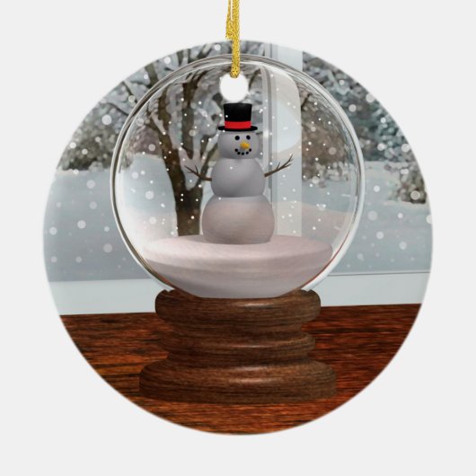 Snowman Snow Wereldbol Keramisch Ornament (Achterkant)
