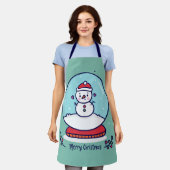 Snowman Snow Wereldbol met prettige kerst Schort (Gedragen)