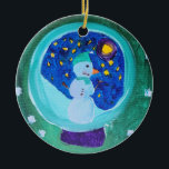 Snowman Snow Wereldbol Ornament<br><div class="desc">Deze schattige sneeuwpop in een sneeuwwereldbol is het perfecte ornament voor eender welke kerstboom!! Dit ontwerp kwam van een origineel acrylschilderij van Gabriella.</div>