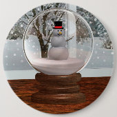 Snowman Snow Wereldbol Ronde Button 6,0 Cm (Voorkant)