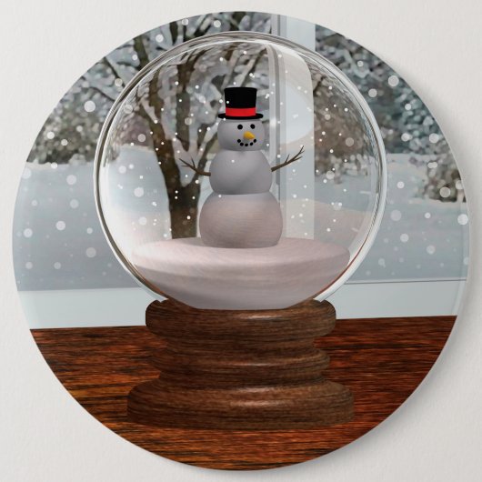 Snowman Snow Wereldbol Ronde Button 6,0 Cm (Voorkant)