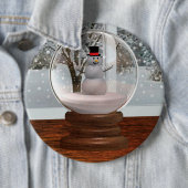 Snowman Snow Wereldbol Ronde Button 6,0 Cm (In situ)