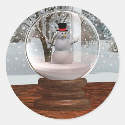 Snowman Snow Wereldbol Ronde Sticker (Voorkant)