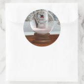 Snowman Snow Wereldbol Ronde Sticker (Tas)