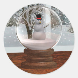 Snowman Snow Wereldbol Ronde Sticker