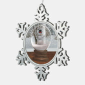 Snowman Snow Wereldbol Tin Sneeuwvlok Ornament (Rechts)