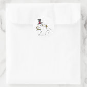 Snowman Snowball Fight Ronde Sticker (Tas)
