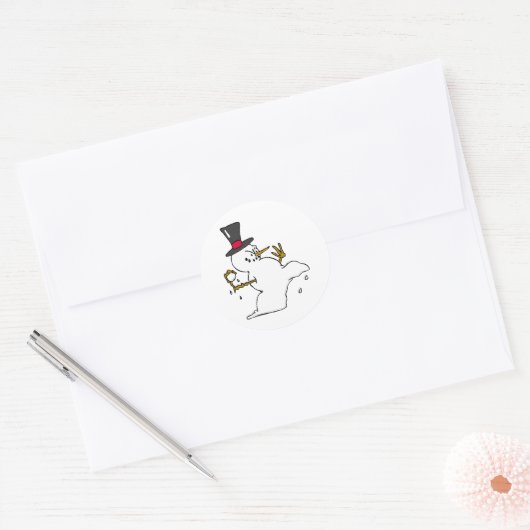 Snowman Snowball Fight Ronde Sticker (Envelop)