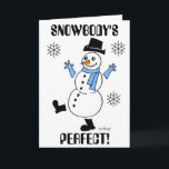Snowman "SNOWBODY'S PERFECT" Het spijt me Kaart<br><div class="desc">Kaart: "SNOWBODY'S PERFECT!" Interior luidt: "Het spijt me!" Een wintery, schattige sneeuwman om je winter op te helderen! Geïnspireerd door de oorspronkelijke FFrosty, -look, retro-achtige Snowguy uit de jaren '50 is het meest recente ontwerp om in de winter te bellen en te juichen op de sneeuw! Handgetekend met inkt en...</div>
