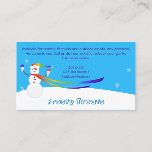 Snowman Snowcone Visitekaartje (Achterkant)