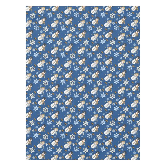 Snowman Snowflake Blue Tafelkleed (Voorkant)