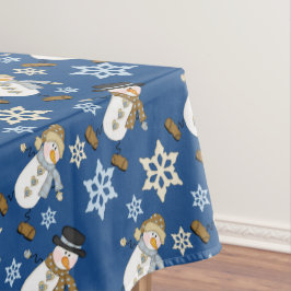Snowman Snowflake Blue Tafelkleed