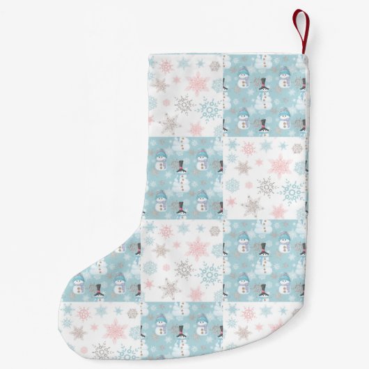 Snowman Snowflake Cute kerststop Kleine Kerstsok (Achterkant)