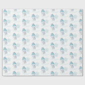 Snowman Snowflake Cute Winter Kerstmis Cadeaupapier (Vlak)