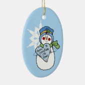 Snowman Snowflake Family Home Blue Kerstmis Keramisch Ornament (Rechts)