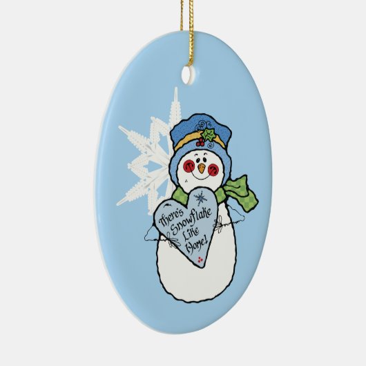 Snowman Snowflake Family Home Blue Kerstmis Keramisch Ornament (Rechts)