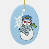 Snowman Snowflake Family Home Blue Kerstmis Keramisch Ornament (Voorkant)