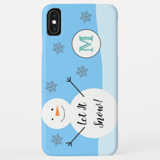 Snowman Snowflake Festive Winter Custom Monogram Case-Mate iPhone Case (Achterkant)