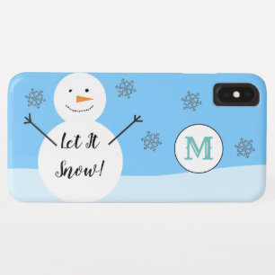 Snowman Snowflake Festive Winter Custom Monogram Case-Mate iPhone Case