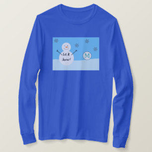 Snowman Snowflake Festive Winter Custom Monogram T-shirt