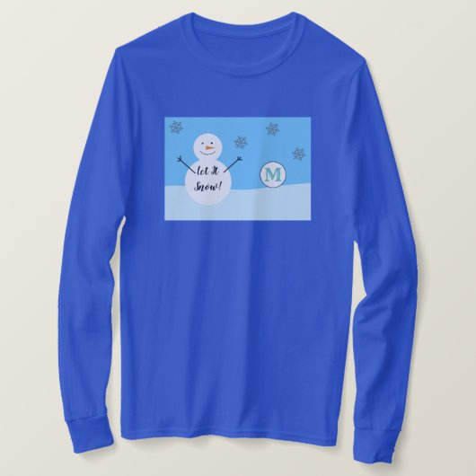 Snowman Snowflake Festive Winter Custom Monogram T-shirt (Design voorkant)