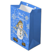 Snowman Snowflake gepersonaliseerde kerst Medium Cadeauzakje (Voorkant Gekanteld)
