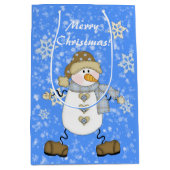 Snowman Snowflake gepersonaliseerde kerst Medium Cadeauzakje (Voorkant)