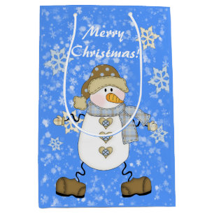 Snowman Snowflake gepersonaliseerde kerst Medium Cadeauzakje