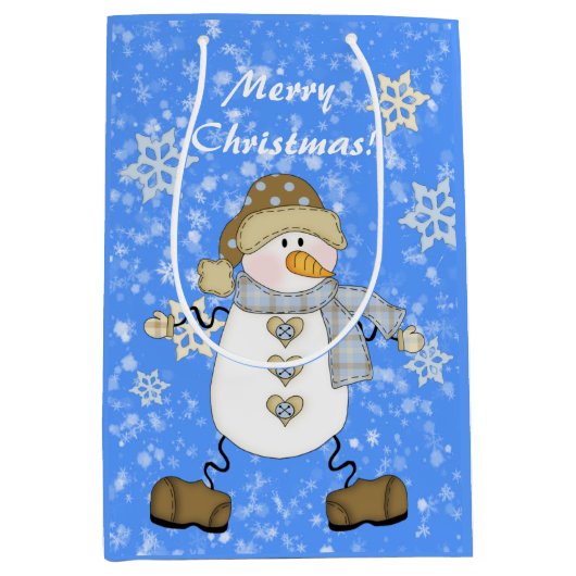 Snowman Snowflake gepersonaliseerde kerst Medium Cadeauzakje (Voorkant)