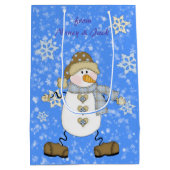 Snowman Snowflake gepersonaliseerde kerst Medium Cadeauzakje (Achterkant)