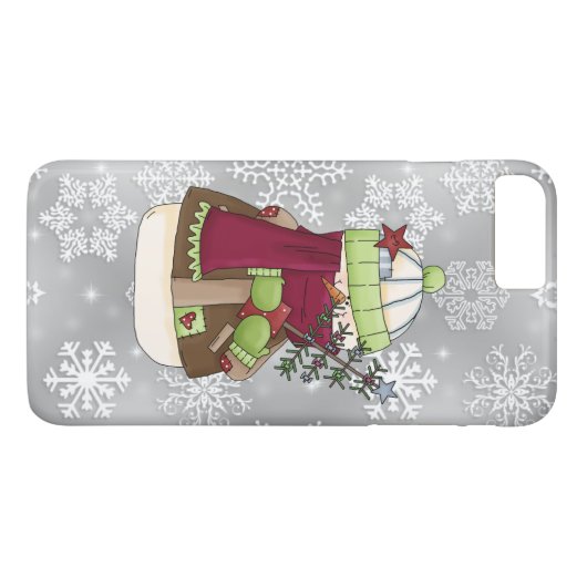 Snowman-snowflake iPhone 7 plus hoesje (Achterkant (Horizontaal))