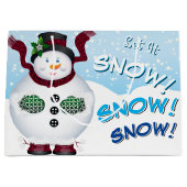 Snowman Snowflake kerstfeestdag Groot Cadeauzakje (Voorkant)