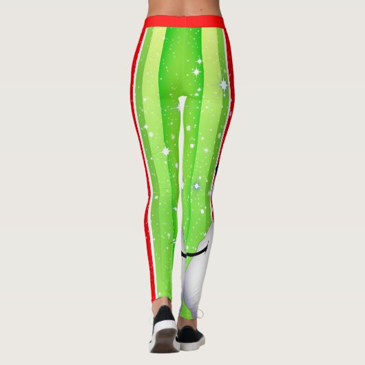 Snowman / Snowflake / Kerstmis / Groen & Rood Leggings (Achterkant)