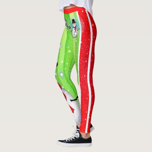 Snowman / Snowflake / Kerstmis / Groen & Rood Leggings (Links)