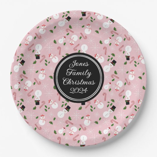Snowman Snowflake Kerstvakantie gepersonaliseerd Papieren Bordje (Voorkant)