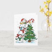 Snowman Snowflake, Merry Christmas Tree, Xmas Holi Kaart (Gele Bloem)