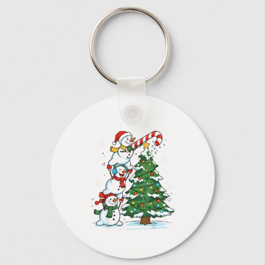 Snowman Snowflake, Merry Christmas Tree, Xmas Holi Sleutelhanger (Voorkant)