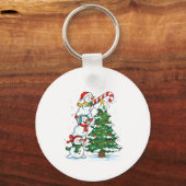 Snowman Snowflake, Merry Christmas Tree, Xmas Holi Sleutelhanger (Voorkant)